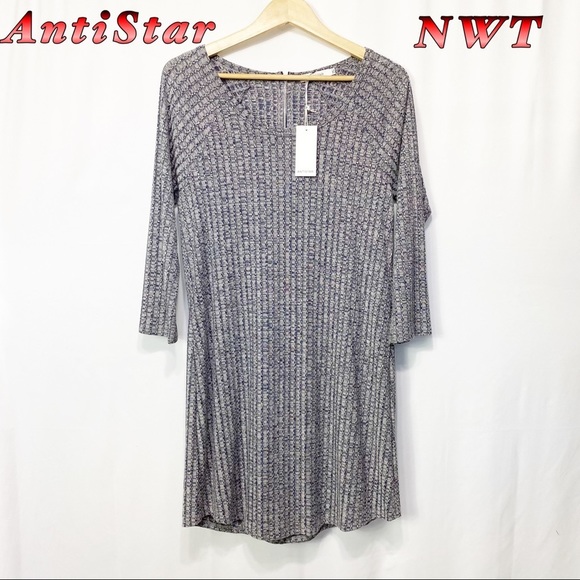NWT-Antistar Blue Marl Tent Mini dress M - Picture 1 of 8